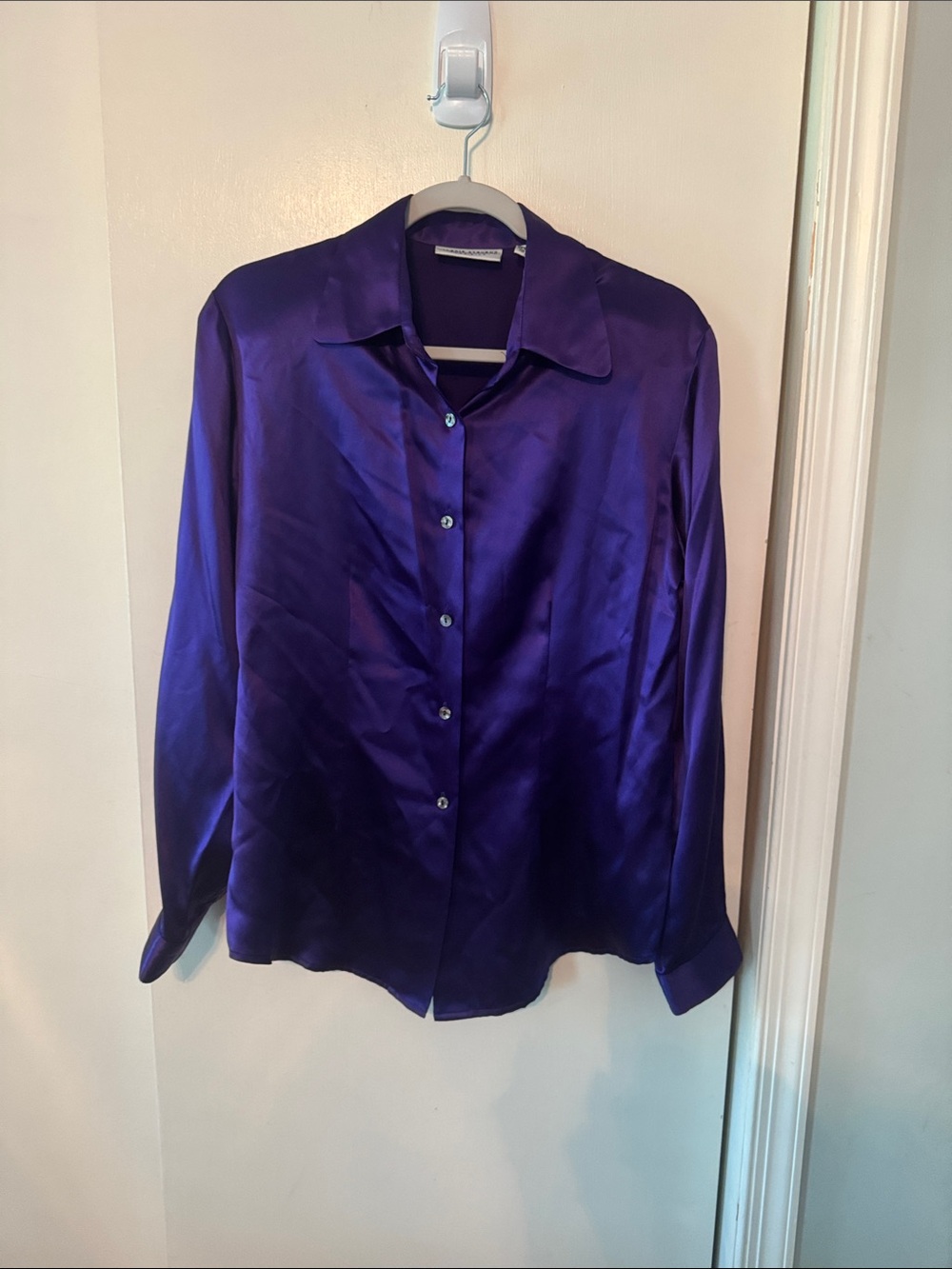 Valerie Stevens Pure Silk Long sleeve Purple Blouse Size L